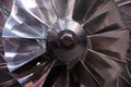 Machnine turbine rotor blades closeup