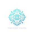 Machine vision, AI concept, vector line icon