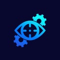 Machine vision icon with gears, vector design Royalty Free Stock Photo