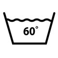 Machine wash temperature 60 icon on white background. washing sign. flat style. wash at 60 degree symbol