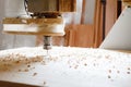 Machine working cnc, woodworking tool, computer numerical control. Royalty Free Stock Photo
