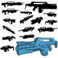 Machinegun silhouette set