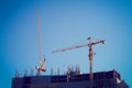 Machinery crane working in construction site building industry Royalty Free Stock Photo