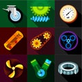 Machinery gear icons set, flat style Royalty Free Stock Photo