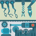 Machinery mechanisms and mine industrial technology mechanic vector parts Royalty Free Stock Photo