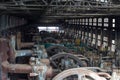 Machinery in an old steel mill, paint and rust patina