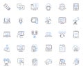 Machines and contraptions line icons collection. Automation, Robot, Gadget, Invention, Engine, Mechanism, Apparatus