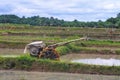 Machines for plowing rice fields.