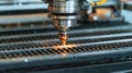 Machining of a part on a numerically controlled machine. Industrial production using a CNC machine Royalty Free Stock Photo