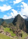 Machu Picchu, ancient Inca city, one of the most precious treasures of Peru. Means old mountain, a tourist destination considered Royalty Free Stock Photo