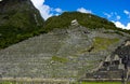 House of the Guardians landmark at Machu Picchu. Peruvian mountain landscape on a green spring day. Royalty Free Stock Photo