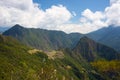 Machu Picchu archeological site and Wayna Picchu illuminated by the sunlight. Royalty Free Stock Photo
