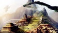 Fantasy sci-fi Machu Picchu artwork landscape.