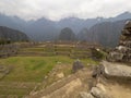 Machu Picchu courtyard, stone walls and terraces Royalty Free Stock Photo