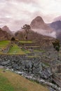 Machu Picchu, Cusco, Peru in the morning mist, found on the steep slopes of the Andes Mountains Royalty Free Stock Photo