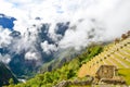 MACHU PICCHU, CUSCO REGION, PERU- JUNE 4, 2013: Details of the residential area of the 15th-century Inca citadel Machu Picchu Royalty Free Stock Photo