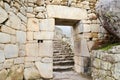 MACHU PICCHU, CUSCO REGION, PERU- JUNE 4, 2013: Details of the residential area of the 15th-century Inca citadel Machu Picchu Royalty Free Stock Photo