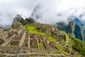 MACHU PICCHU, CUSCO REGION, PERU- JUNE 4, 2013: Panoramic view of the 15th-century Inca citadel Machu Picchu Royalty Free Stock Photo