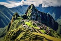 Machu Picchu is an Inca archaeological site in Peru, Overview of Machu Picchu, agriculture terraces and Wayna Picchu peak in the