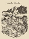 Machu picchu landscape Peru hand drawn sketch Royalty Free Stock Photo