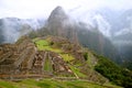 Machu Picchu in the Light Rain, the Incredible Inca Citadel in Urubamba Province, Cusco Region, Peru Royalty Free Stock Photo