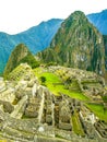 Machu Picchu - lost city of Incas. Historical citadel above Sacred Valley with Urubamba River in Peru