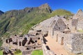 Machu picchu, pre columbian inca site situated on a mountain ridge above the urubamba valley in Peru.