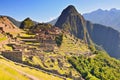 Machu picchu old mountain, pre columbian inca site situated on a mountain ridge above the urubamba valley in Peru