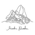 Machu Picchu continuous line vector illustration