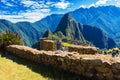 MACHU PICCHU, PERU - JUNE 7, 2019: View of the walls of the ancient city