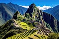 Machu Picchu, Peru, South America. The Inca city of Machu Picchu is a UNESCO World Heritage Site, Overview of Machu Picchu, Royalty Free Stock Photo