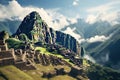Machu Picchu ruins in Peru, South America. 3D rendering, Machu Picchu, Peru, AI Generated