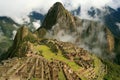 Machu Picchu with scattered cloud cover and sunshine Royalty Free Stock Photo