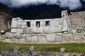 Machu Picchu Three Windows With Tourists And Clouds