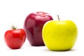 Macintosh Apple , Granny Smith Apple and red tomato Royalty Free Stock Photo