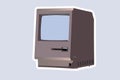 Macintosh flat sticker design vector illustration. Technology objects icon concept.