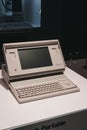 Macintosh portable computer on display inside Apple Museum in Prague, Czech Republic Royalty Free Stock Photo