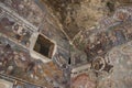 Macka, Trabzon, Turkey - August 3, 2014; Sumela monastery courtyard under the rock. Remains of old fresco are seen on several