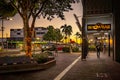 Mackay, Queensland, Australia - Town street with illuminated signs at sunset