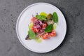 Mackerel with cherry tomatoes and red onions Royalty Free Stock Photo