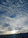 Mackerel cloud sky sunset seawall Royalty Free Stock Photo