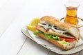 Mackerel fish sandwich,balik ekmek,turkish food Royalty Free Stock Photo