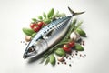 Mackerel isolated on solid white background. ai generative