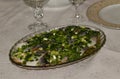 Mackerel marinated salad with onion on the table