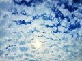 A mackerel sky for clouds of Altocumulus rippling pattern similar in appearance to fish scales Royalty Free Stock Photo