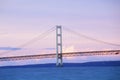 The Mackinac Bridge at dusk in upper peninsula Michigan Royalty Free Stock Photo