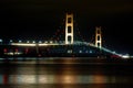 Mackinac Bridge at Night in Michigan Royalty Free Stock Photo