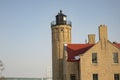 Mackinac Bridge and Old Mackinac Point Lighthouse, Mackinac City Royalty Free Stock Photo