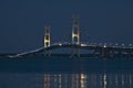 Mackinac Bridge from St. Ignace Michigan at Night Royalty Free Stock Photo