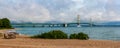 The Mackinac Bridge on a summer day. Royalty Free Stock Photo